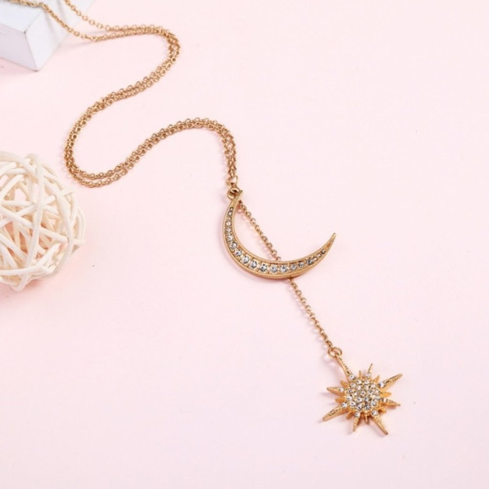 Moon and Sun Gold Chain Necklace